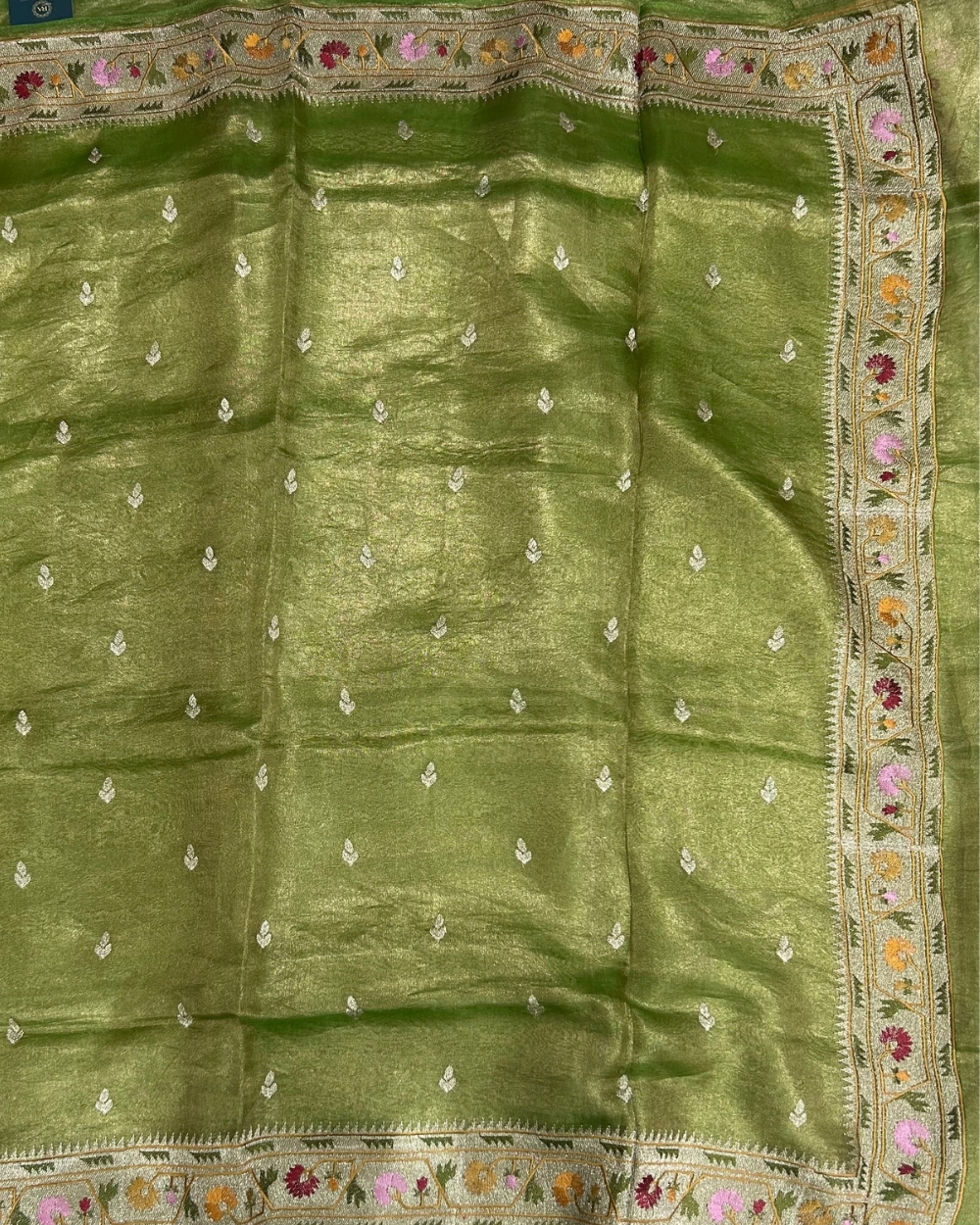 Green Paithani border tissue saree - Image 3